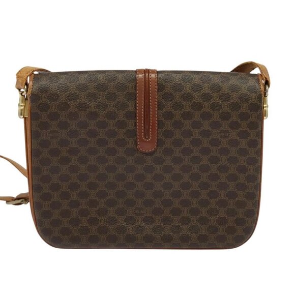 CELINE Macadam Canvas Shoulder Bag PVC Leather Brown Gold Auth - Picture 3 of 16